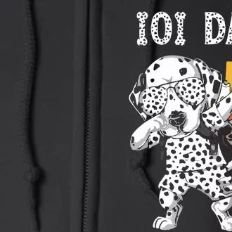 101 Days School Dabbing Dalmatian Dog Teachers Full Zip Hoodie