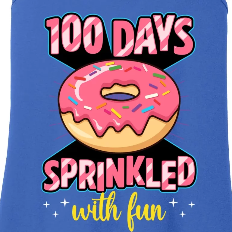 100 Days Sprinkled With Fun School Sprinkled Donut Lover Gift Ladies Essential Tank