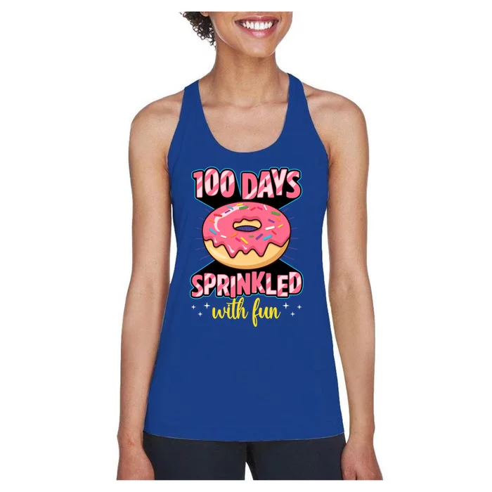 100 Days Sprinkled With Fun School Sprinkled Donut Lover Gift Women's Racerback Tank