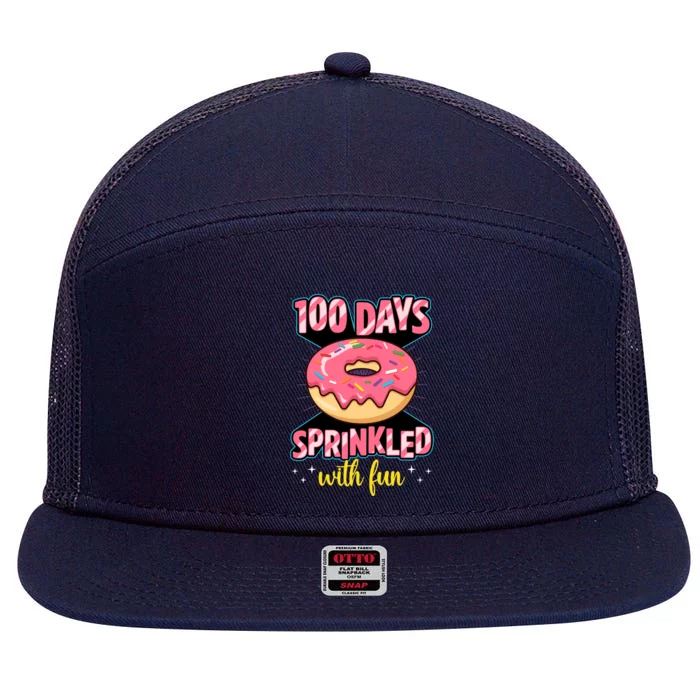 100 Days Sprinkled With Fun School Sprinkled Donut Lover Gift 7 Panel Mesh Trucker Snapback Hat