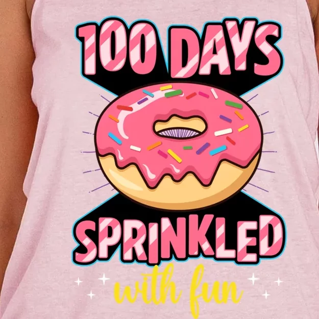 100 Days Sprinkled With Fun School Sprinkled Donut Lover Gift Women's Knotted Racerback Tank