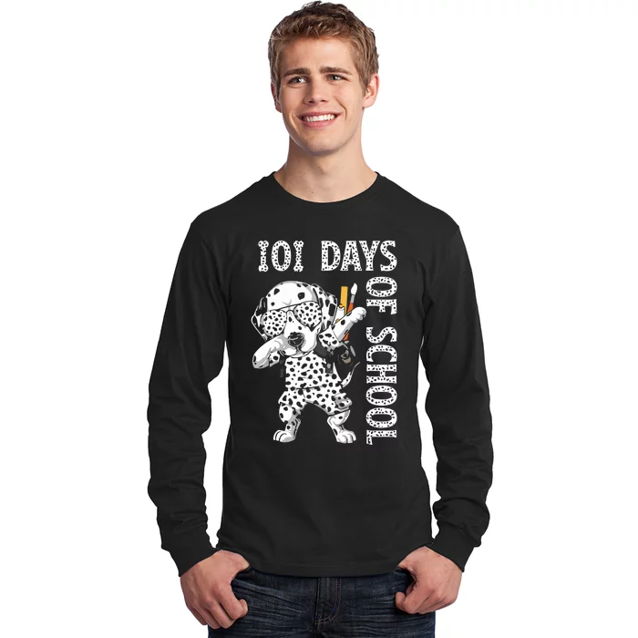 101 Days School Dabbing Dalmatian Dog Teachers Long Sleeve Shirt