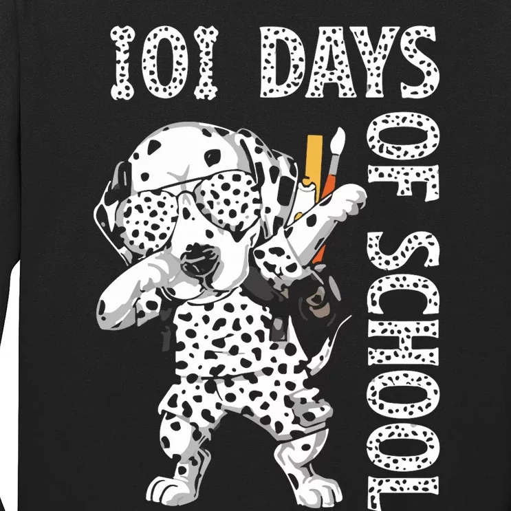 101 Days School Dabbing Dalmatian Dog Teachers Long Sleeve Shirt