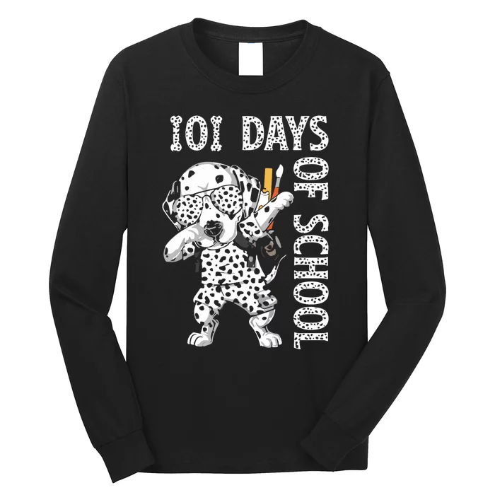 101 Days School Dabbing Dalmatian Dog Teachers Long Sleeve Shirt