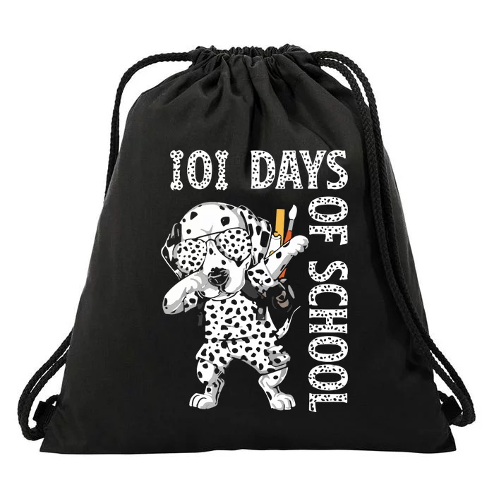 101 Days School Dabbing Dalmatian Dog Teachers Drawstring Bag