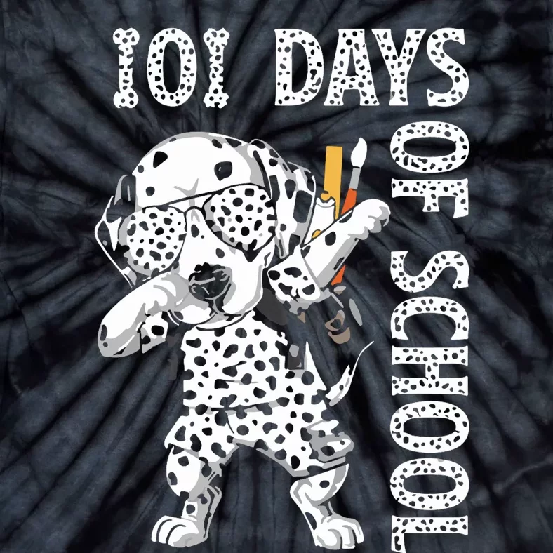 101 Days School Dabbing Dalmatian Dog Teachers Tie-Dye T-Shirt