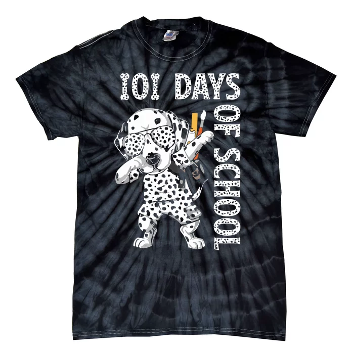 101 Days School Dabbing Dalmatian Dog Teachers Tie-Dye T-Shirt