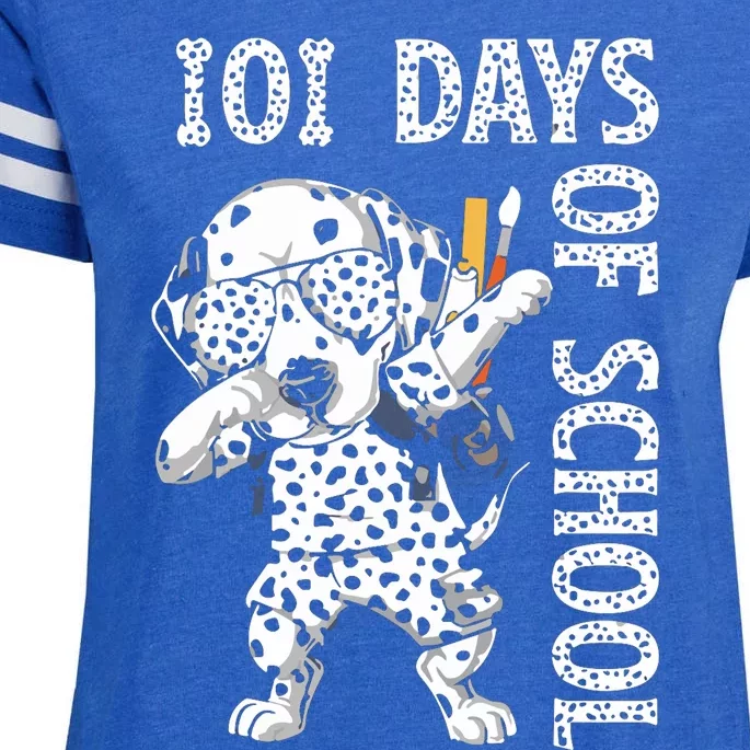 101 Days School Dabbing Dalmatian Dog Teachers Enza Ladies Jersey Football T-Shirt