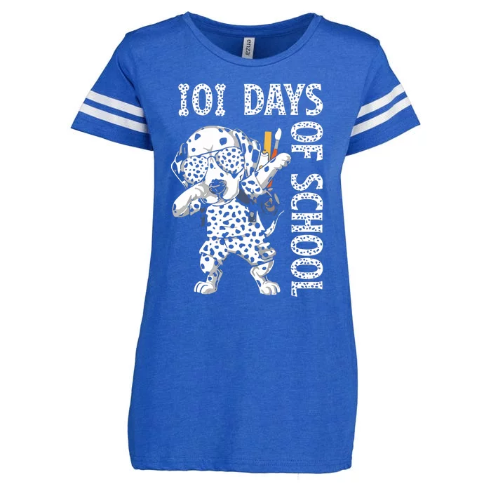 101 Days School Dabbing Dalmatian Dog Teachers Enza Ladies Jersey Football T-Shirt