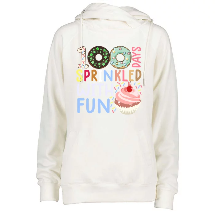 100 Days Sprinkled With Fun Gift Cupcake 100 Days Of School Gift Womens Funnel Neck Pullover Hood