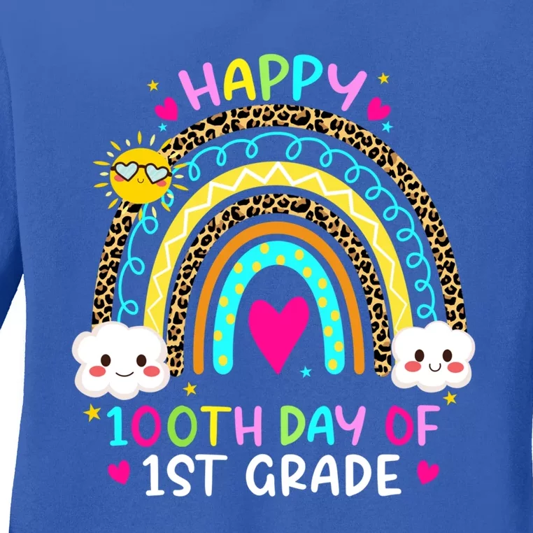 100 Days Smarter First Grade 100th Day Of School 1st Grade Gift Ladies Long Sleeve Shirt