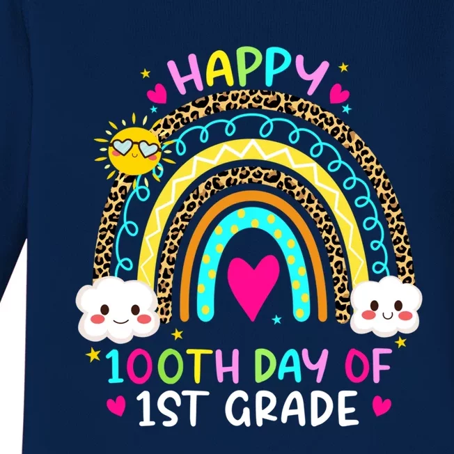 100 Days Smarter First Grade 100th Day Of School 1st Grade Gift Baby Long Sleeve Bodysuit