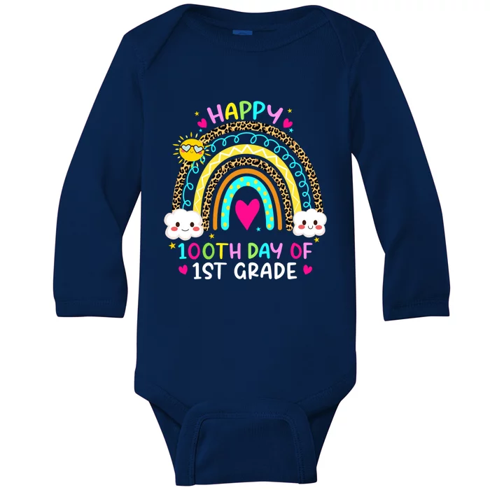 100 Days Smarter First Grade 100th Day Of School 1st Grade Gift Baby Long Sleeve Bodysuit