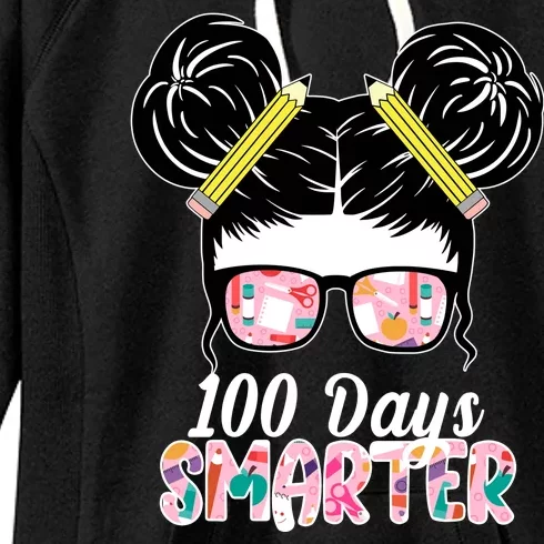 100 Days Smarter Student Hair Bun Women's Fleece Hoodie