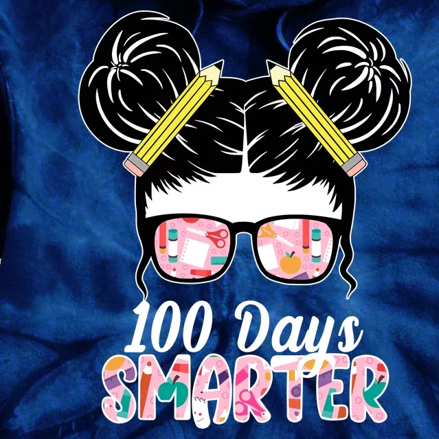 100 Days Smarter Student Hair Bun Tie Dye Hoodie