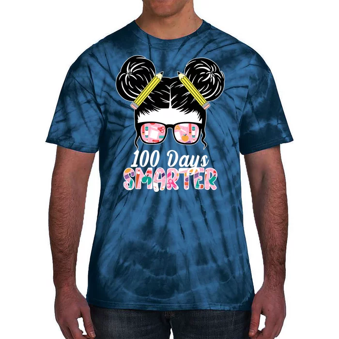 100 Days Smarter Student Hair Bun Tie-Dye T-Shirt