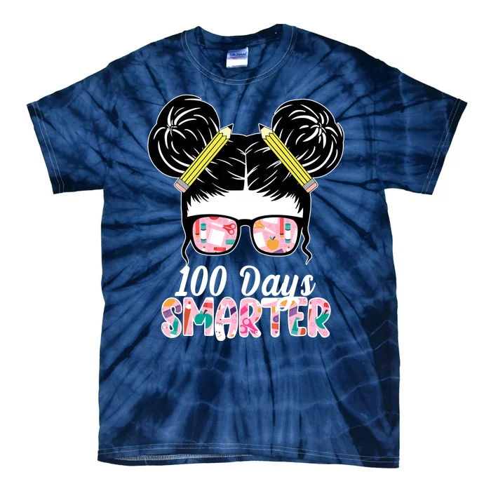 100 Days Smarter Student Hair Bun Tie-Dye T-Shirt