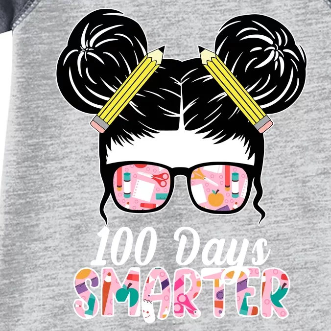 100 Days Smarter Student Hair Bun Infant Baby Jersey Bodysuit