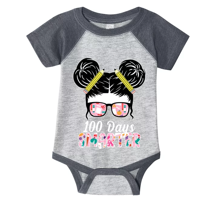 100 Days Smarter Student Hair Bun Infant Baby Jersey Bodysuit