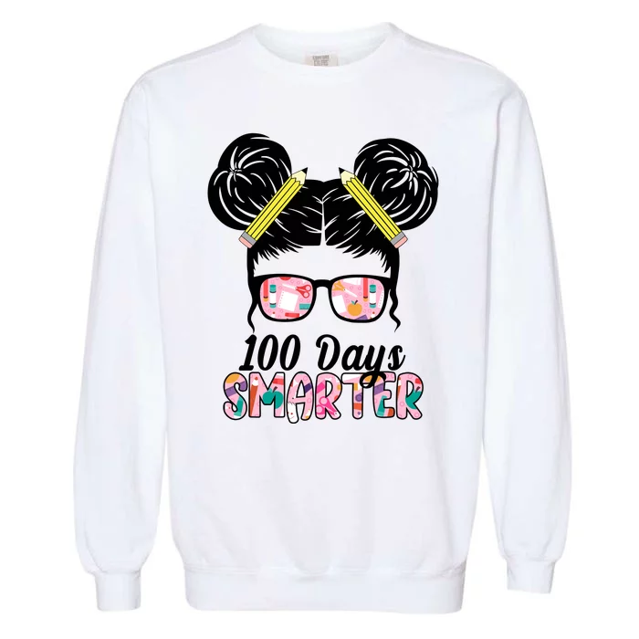 100 Days Smarter Student Hair Bun Garment-Dyed Sweatshirt