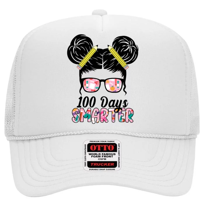 100 Days Smarter Student Hair Bun High Crown Mesh Trucker Hat