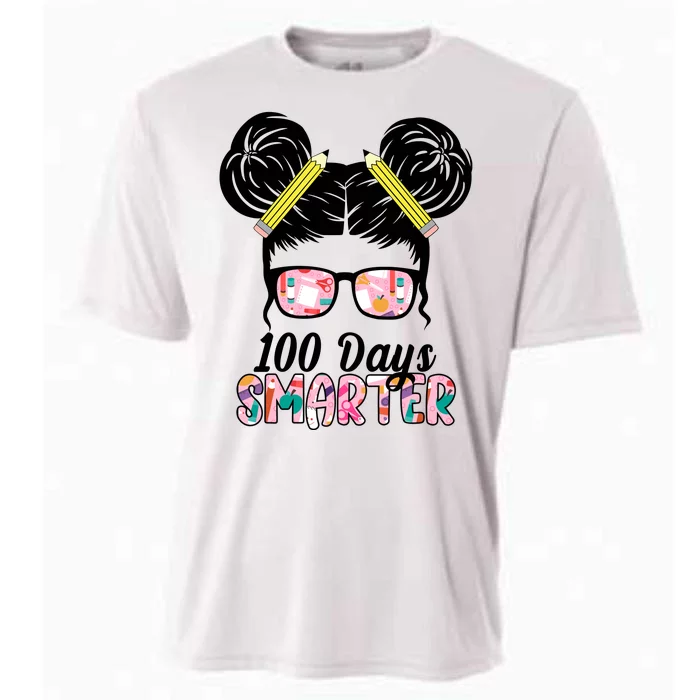 100 Days Smarter Student Hair Bun Cooling Performance Crew T-Shirt