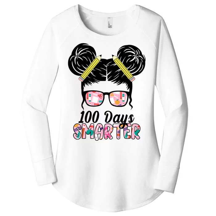 100 Days Smarter Student Hair Bun Women's Perfect Tri Tunic Long Sleeve Shirt