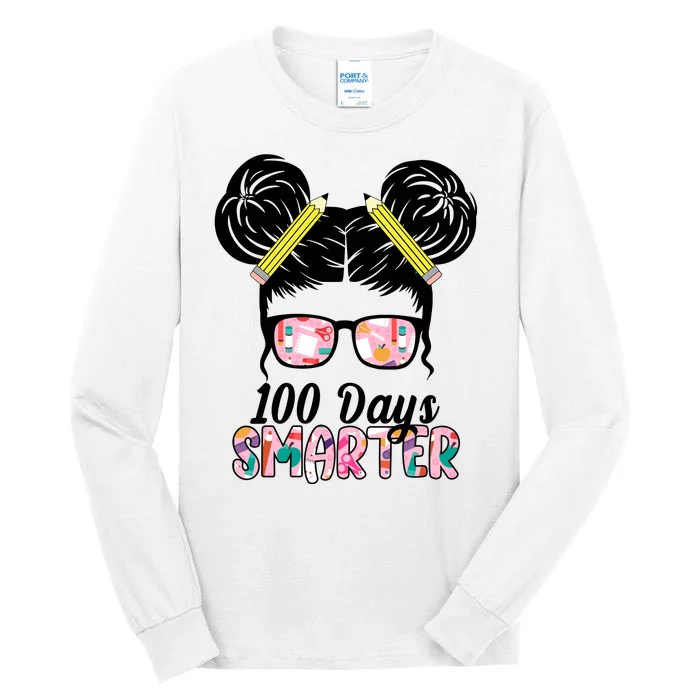 100 Days Smarter Student Hair Bun Tall Long Sleeve T-Shirt