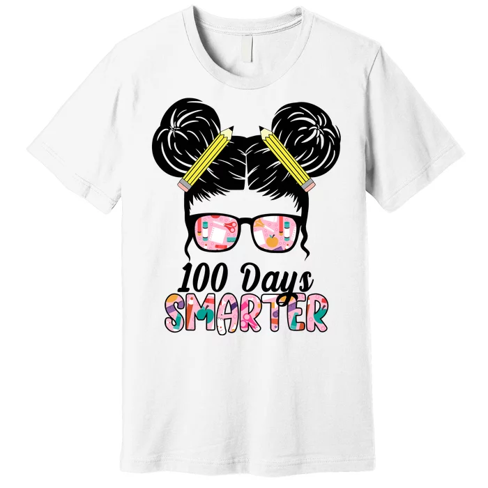 100 Days Smarter Student Hair Bun Premium T-Shirt