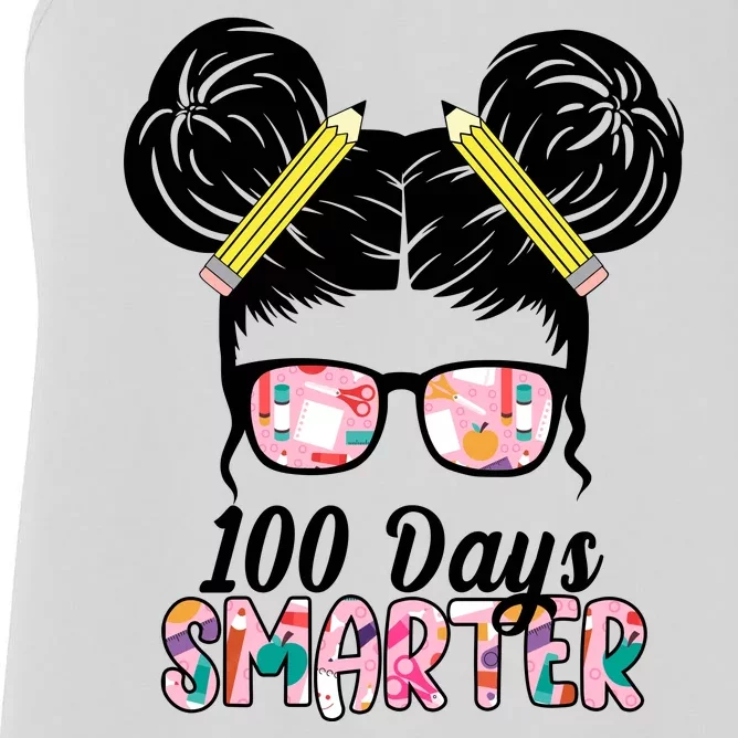 100 Days Smarter Student Hair Bun Women's Racerback Tank