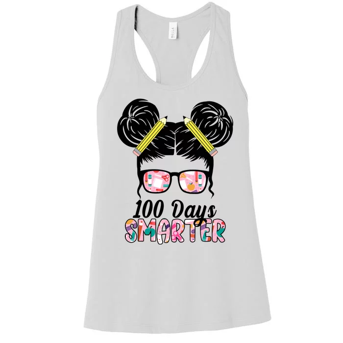 100 Days Smarter Student Hair Bun Women's Racerback Tank