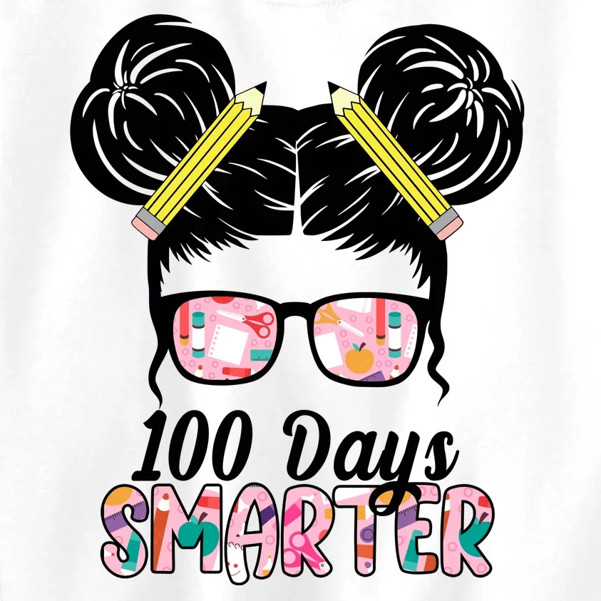 100 Days Smarter Student Hair Bun Kids Sweatshirt