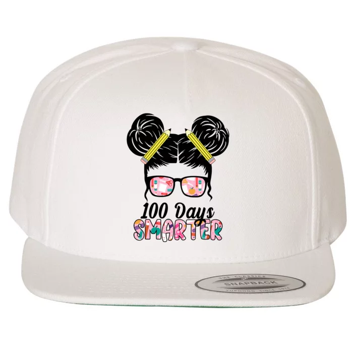 100 Days Smarter Student Hair Bun Wool Snapback Cap