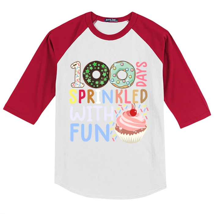 100 Days Sprinkled With Fun Meaningful Gift Cupcake 100 Days Of School Gift Kids Colorblock Raglan Jersey