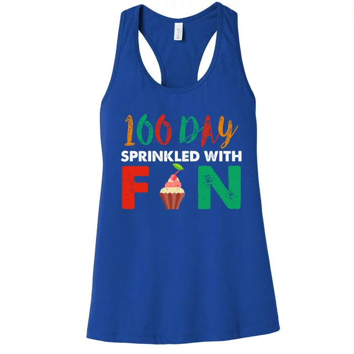 100 Days Sprinkled With Fun Teachers Candy Cream Design Meaningful Gift Women's Racerback Tank