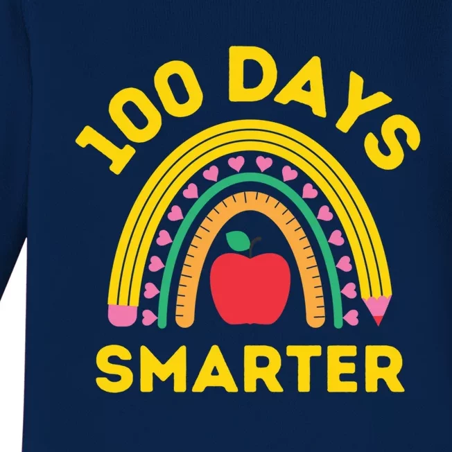 100 Days Smarter Funny 100 Days Of School 100 Day Teacher Meaningful Gift Baby Long Sleeve Bodysuit