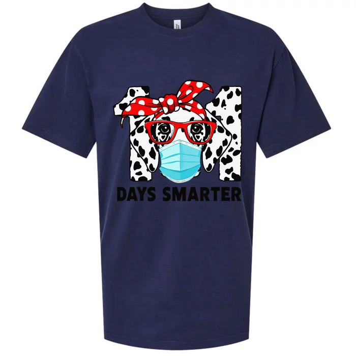 101 Days Smarter Dalmatian Dog Face Mask 100th Day Of School Sueded Cloud Jersey T-Shirt