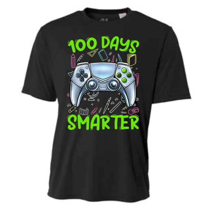 100 Days Smarter Funny Gamer Video Games Gaming Gift Cooling Performance Crew T-Shirt