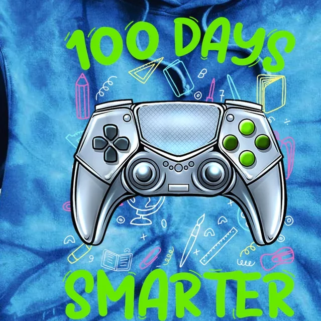 100 Days Smarter Funny Gamer Video Games Gaming Gift Tie Dye Hoodie