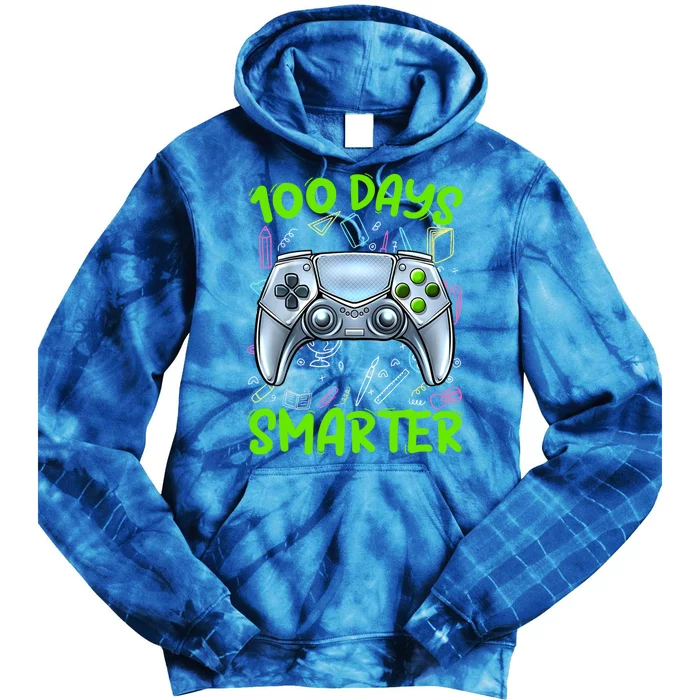 100 Days Smarter Funny Gamer Video Games Gaming Gift Tie Dye Hoodie