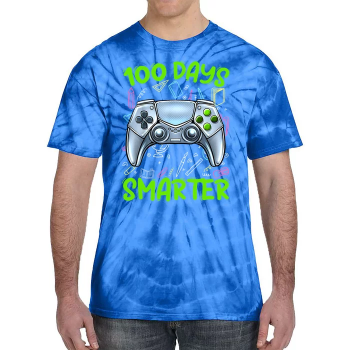 100 Days Smarter Funny Gamer Video Games Gaming Gift Tie-Dye T-Shirt