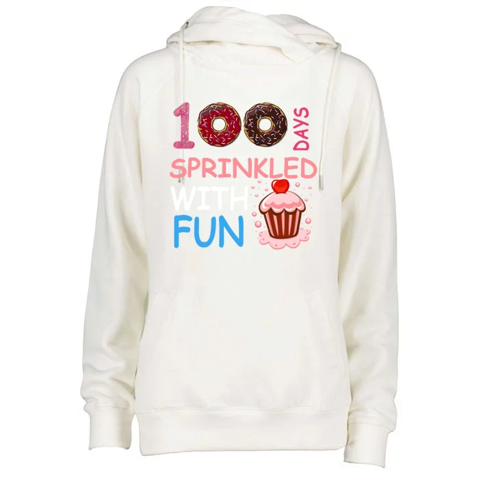 100 Days Sprinkled With Fun Donuts 100 Funny Celebration Great Gift Womens Funnel Neck Pullover Hood