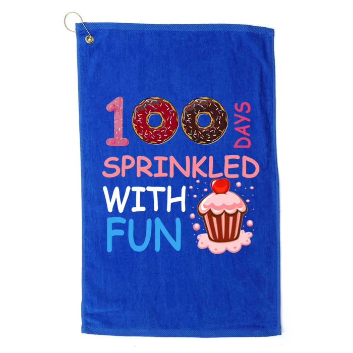 100 Days Sprinkled With Fun Donuts 100 Funny Celebration Great Gift Platinum Collection Golf Towel