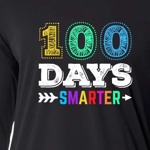 100 Days Smarter Teacher Or Student 100th Day Of School Cooling Performance Long Sleeve Crew