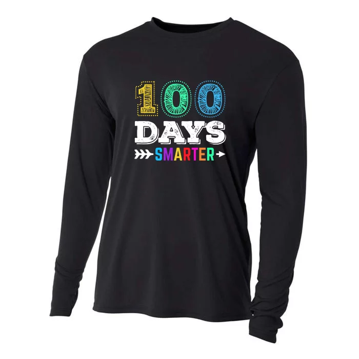 100 Days Smarter Teacher Or Student 100th Day Of School Cooling Performance Long Sleeve Crew