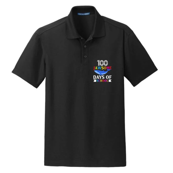 100 Jawsome Shark 100 Days Of School Teacher Boy Girl Dry Zone Grid Performance Polo