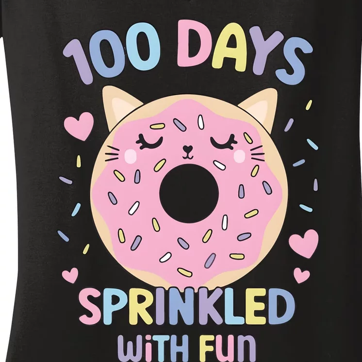 100 Days Sprinkled With Fun Donut School Women's V-Neck T-Shirt