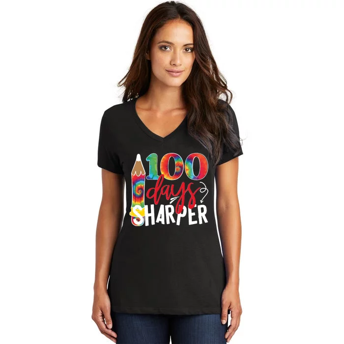 100 Days Sharper Teacher Student Women's V-Neck T-Shirt