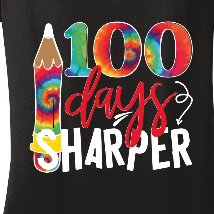 100 Days Sharper Teacher Student Women's V-Neck T-Shirt