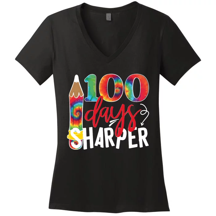 100 Days Sharper Teacher Student Women's V-Neck T-Shirt